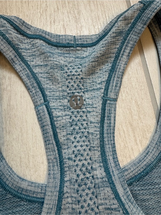 lululemon athletica Tops - lululemon Heathered Gray Sports Bra with Teal Trim